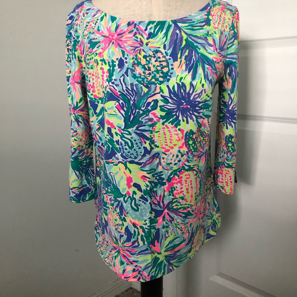 Lilly Pulitzer Floral Scoop Neck Tunic Top